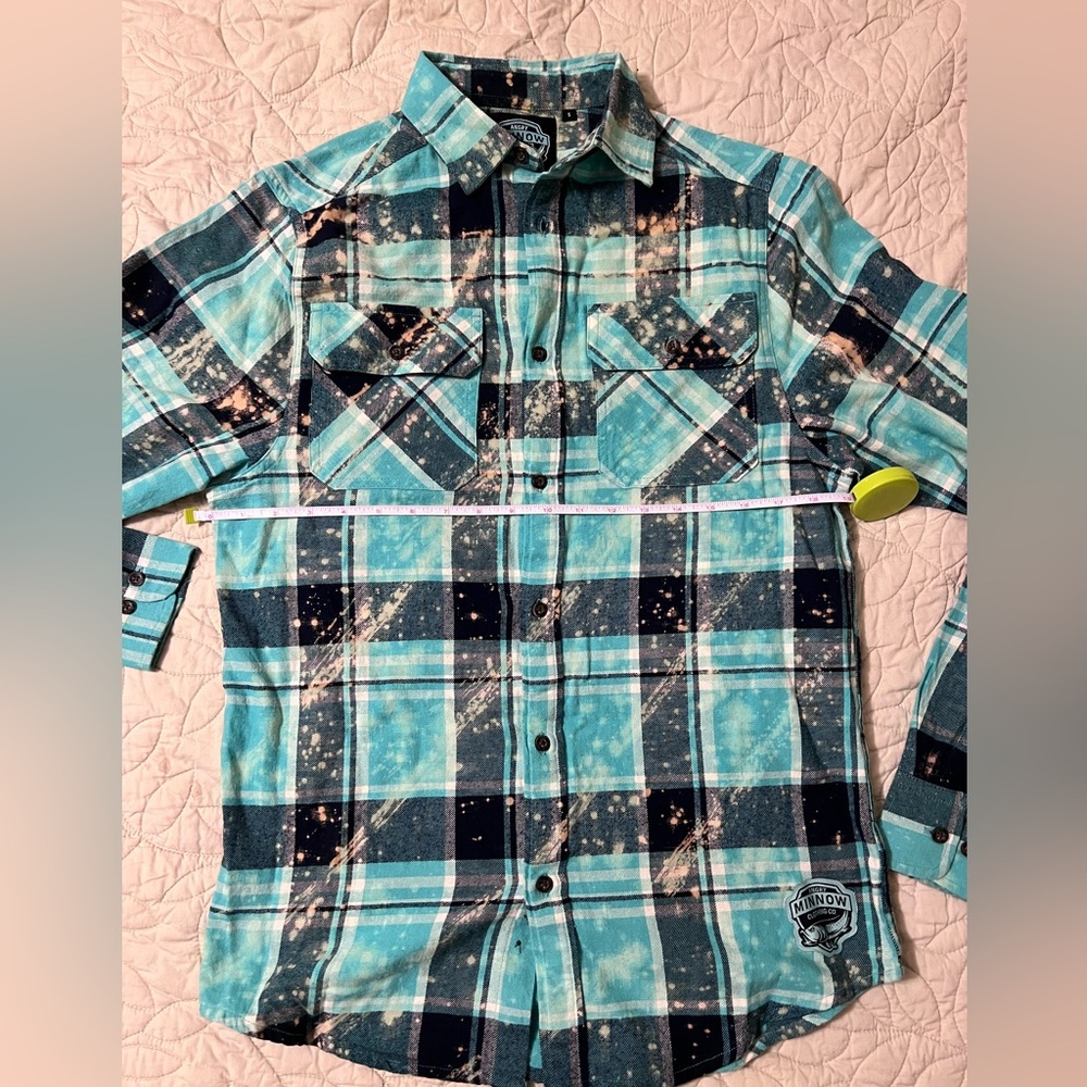 Teal and Navy Plaid Button-Down Shirt - Picture 4 of 6
